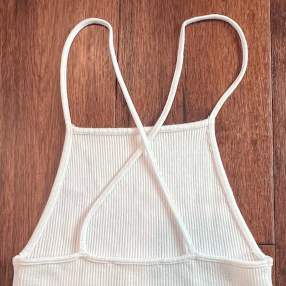 ZARA KNIT CRISS-CROSS HALTER CROP TOP, SIZE SMALL, WHITE - Picture 4 of 5